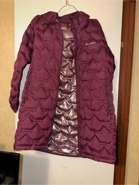Columbia Quilted Long Puffer Coat in Plum